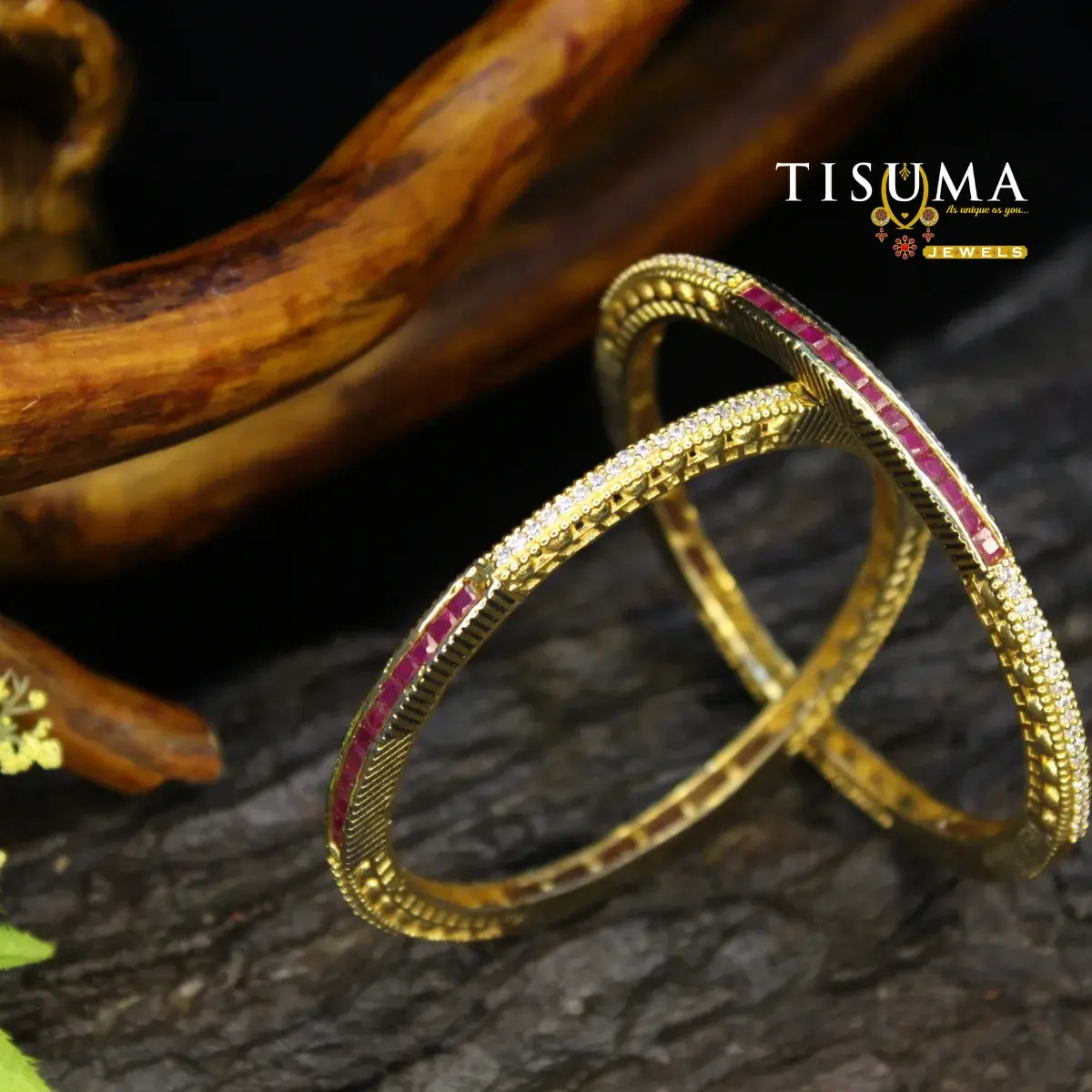 Ruby White Pavé Segment AD Bangles